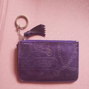 Coach Y2K Metallic Purple Small Coin Card Wallet with Tassel